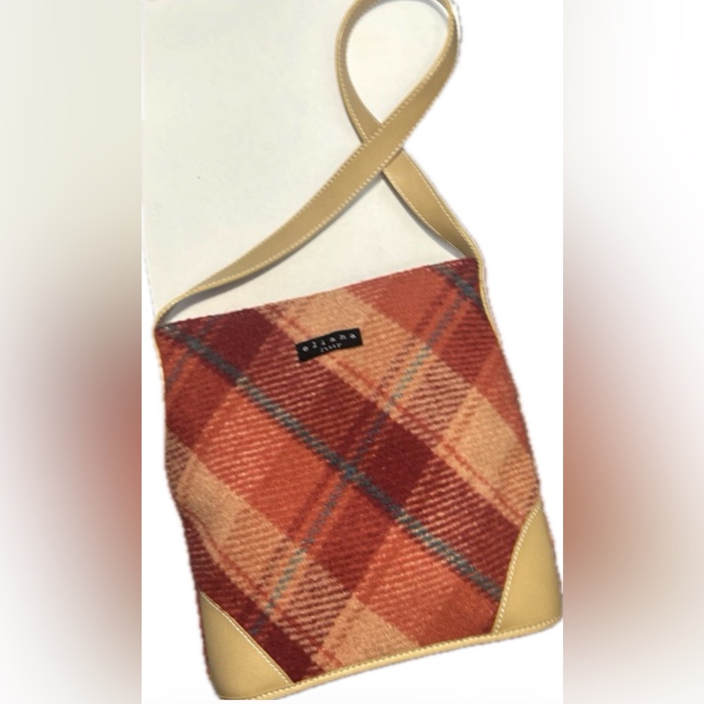 eliana Italy Vintage Tweed Plaid Shoulder Bag